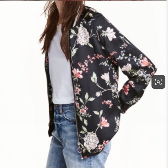 h&m floral bomber jacket